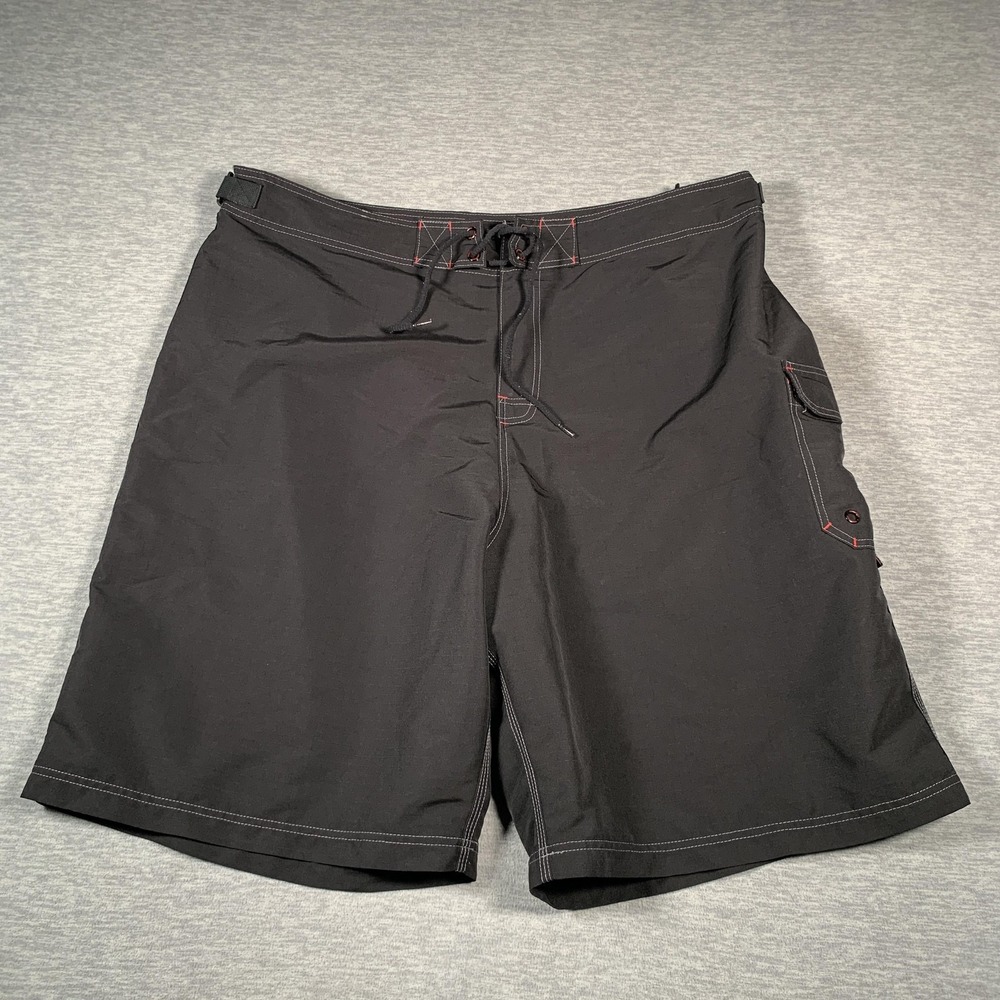 Fishworks Board Shorts Mens 44 Black Fishing Swim Trunks Cargo Made USA BS14